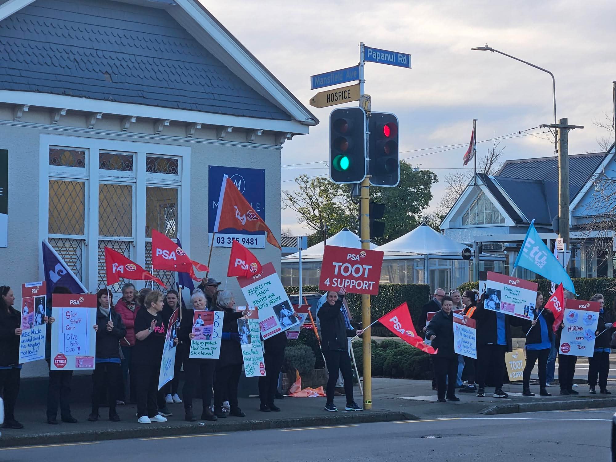 Nurse Maude Care Workers Strike In Christchurch Over Pay Offer And Sick Leave
